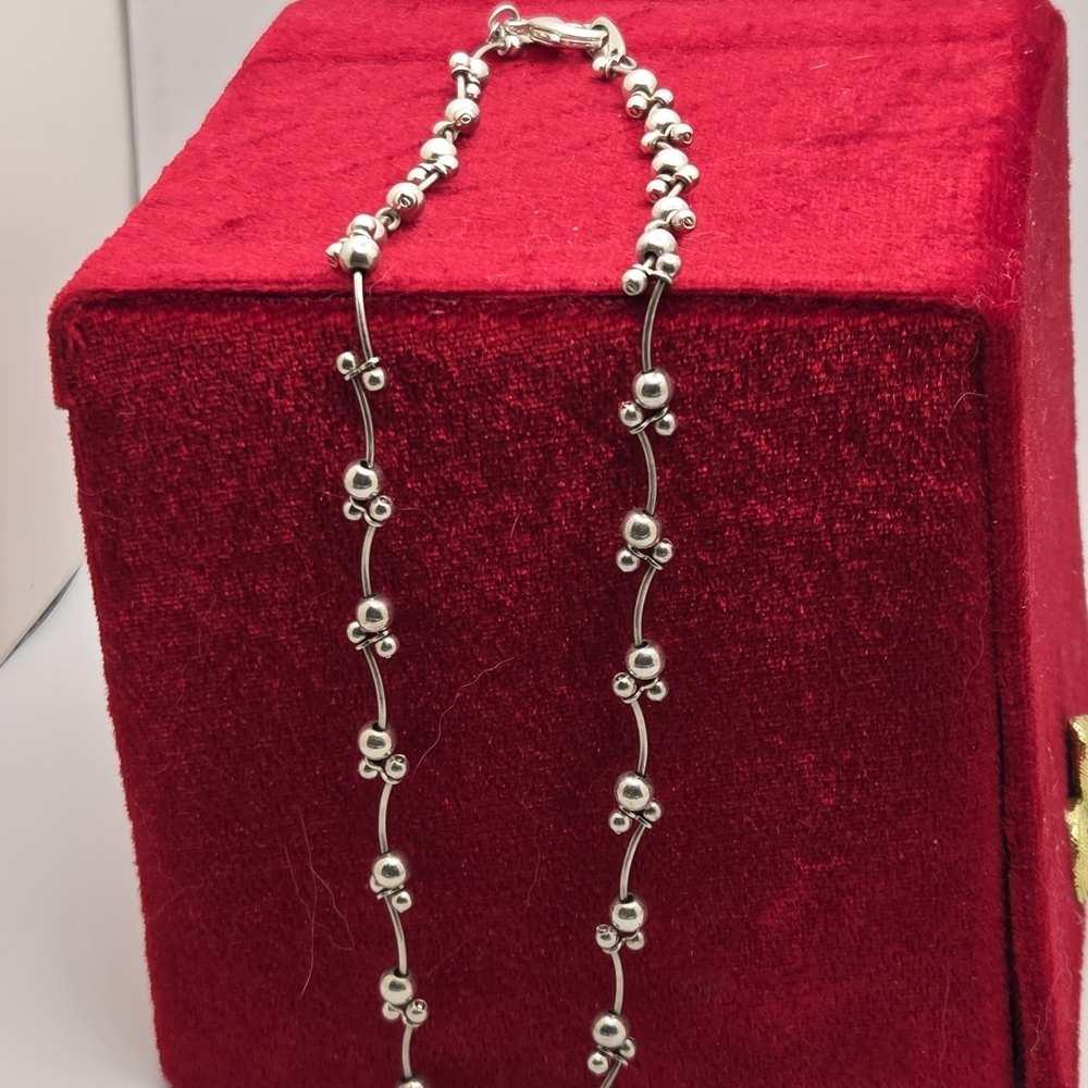 Premiere Designs Necklace Silver Tone Beaded Costume Signed